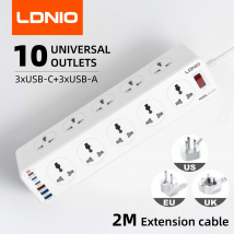 LDNIO-tira múltiple de alta capacidad, enchufe de contactos, Cable de extensión Usb, filtro de red, Protector contra sobretensiones, adaptador de enchufe en T