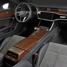 Für Audi A6L A6 A7 C8 2019 2020 2021 2022 2023 2024 Modell Holzmaserung Overlay auf Armaturenbrett, Tür, Schalthebel, Lüftungsschlitze, Armaturenbrett