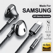 USB Tipo C Cuffia HiFi Bass Stereo Controllo del volume Microfono 3.5mm Auricolari cablati per Galaxy S24 S23 S22 S21 Ultra iPhone 15 Pro Max