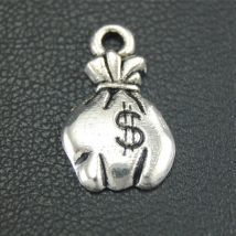 50pcs  Silver Color Dollar Purse Money Bag Charm Pendant for Jewelry Making Handmade Craft 17mm A1785