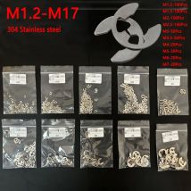 580pc E Circlip Shaft External Retaining Ring Clip Washer Mixed Size M1.2-M7 Stainless Steel for Shaft Fastene Assortment GB896