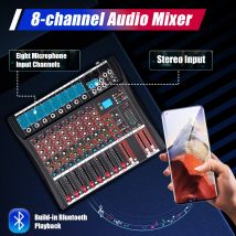 Mixer professionale a 7/8 canali, soundboard Konsole con ingresso per registrazione PC USB Bluetooth Jack per microfono XLR
