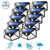 100 luces solares LED Lámpara de pared exterior 3 modos 270 °   La seguridad impermeable del sensor de movimiento del ángulo de iluminación IP65 enciende las luces inalámbricas