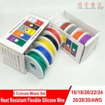 Filo di silicone flessibile resistente al calore 30AWG 28AWG 26AWG 24 22 20AWG 18AWG 16AWG Filo di rame stagnato intrecciato, set misto di 5 colori