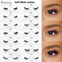 FOXESJI Mink Half Lashes Extension Natural Daily Reusable Short Strip Eye Lashes Mink Fluffy Soft Half False Eyelashes Make Up