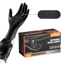 Industrielle schwarze Nitrilhandschuhe, 8 mm, robuste Einweghandschuhe mit diamantstrukturierter, latexfreier Mechaniker-Tattoo-Autohandschuh