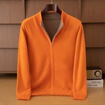 Men's new double-sided wearable multifunctional pure wool cardigan long sleeved semi high neck zipper fashionable thick sweater