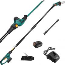 Tagliasiepi e Potatore Telescopico 2-in-1 Senza Fili, Attrezzo Multifunzione da Giardino, Batteria Li-Ion 20V 4.0Ah/Caricabatterie, Multi-angolo