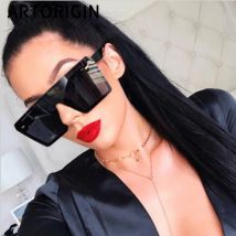 Oversized Square Sunglasses Women 2024 Luxury Brand Fashion Flat Top Red Black Clear Lens Men Fishing Shade Mirror UV400