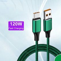 6A 120W 100W 66W Fast Charging Usb Cable Type C Cord for Huawei Honor Xiaomi Green Color Fast Charge Type C Cable 1m 2m 3m 0.5m