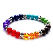 7 Chakren Naturstein Armband lila Kristall Tiger Augen Stein Perlen Armband Yoga Meditation Heilung Angst Schmuck Geschenk