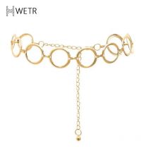Fashion Womens Full Circle Metal Wide Chain Belt Waist Dress Adjusted Waistband