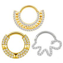 ASTM F-136 Titan Ohr Nase PIERC Knorpel Ohrring Piercing CZ gepflasterte Seitenringe Segment Hoops Clicke Tragus Ring Schmuck