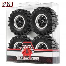RED SPDIER 1.3 Inch Soft Muddy Tire  Beadlock Wheel Rim for 1/18 1/24 Scale RC Crawler Car Parts Compatible with TRX4M SCX24