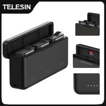 TELESIN Battery Charger For DJI OSMO Action 3 4 5pro Battery 3 Slots TF Card Battery Storage Portable Charger Box Charging Case