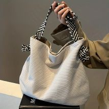 Cord-Einkaufstasche mit großem Fassungsvermögen, modische, lässige Handtasche für Damen, Handytasche für den täglichen Pendelverkehr, Münzen, Einkaufen