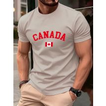 Canada Text With Flag Printed Cotton T-Shirts Men'S Summer Short Sleeve T Shirt Soft Oversized O-Neck Tops Basic Mens Clothes