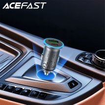 ACEFAST Metal Mini PD65W Fast Charging Car Charger For iPhone 16 Dual Port Quick Charging 12V/24V QC4.0 Car Adapter For Samsung