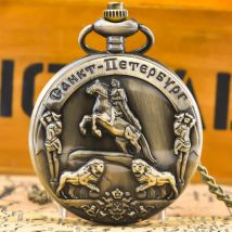 Steampunk Vintage Bronze klassische Ritter Quarz Taschenuhr Halskette Anhänger Uhr Kette Männer Frauen Kette Geschenk