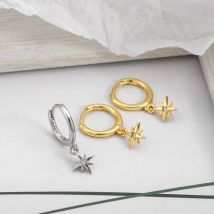 VENTFILLE Asymmetrische Creolen mit Quasten aus 925er-Sterlingsilber für Damen, runde Scheibe, Gold, CZ, Hochzeit, Sternschmuck