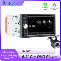 BQCC 6,2" Auto-DVD-Player Radio FM AM RDS Mirrorlink verkabelt Android CarPlay BT AUX USB-Aufladung Autoradio S4800