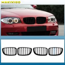 Auto glänzend schwarz Grill vorne Nieren gitter für BMW E81 E87 E82 E88 128i 130i 135i ausgewählt 07-11 Doppel latten Doppel linien grills