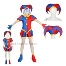 Erwachsene Kinder digitale Zirkus Cosplay Kostüme Pomni Cosplay Masken Set Hut Overall Cartoon Kinder Weihnachts feier niedlichen Clown Cosplay