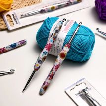 QZLKNIT 1 Stück Gummi-Griff, extra lange Häkelnadeln, Aluminium, ergonomische Häkelnadeln für Anfänger und Stricken, Häkelgarn