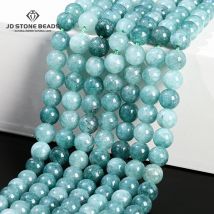 6 8 10mm Natural Stone Dyed Color  Aquamarine Bead Round Loose Spacer For Jewelry Making Diy Bracelet Necklace Accessory Finding