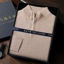 100% capra cashmere uomo maglione con collo a lupetto pullover con cerniera autunno inverno spesso classico solido maglieria allentata vestiti coreani da uomo