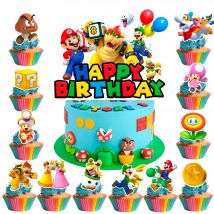 Cartoon Kuchen Dekorationen, 13pcscartoon Kuchen Topper Set enthält 1 Cartoon Geburtstags torte Topper & 12 Cake Topper