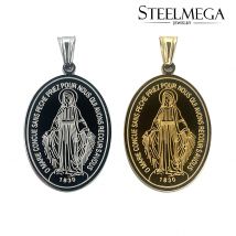 STEELMEGA Stainless Steel Catholic Pendant of Miraculous Medal, Our Lady of the Miraculous