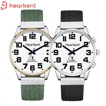 Hearkent Deutsche sprechende Uhr für Blinde/Ältere, Atomuhr, Digitaluhren, Herren-Quarz-Armbanduhren, modisches Nylon mit Alarm