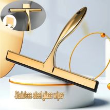 T Design Aluminum Shower Squeegee with Silicone Brush for Bathroom Door Mirror Car Glass with Hook Scraper Cleaner Gold