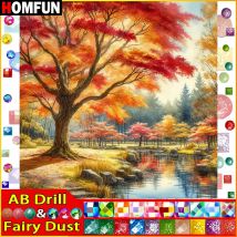 Homfun Fee Staub ab Strass Malerei Kristall Dekor DIY Diamant Malerei "Landschaft Baum" 3D-Muster Diamant Stickerei