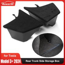 [2024] Aufbewahrung sbox für den hinteren Kofferraum für Tesla Modell 3 Hochland-Behälter links rechts mit wasserdichter Matten-Heckstiefel-Organizer