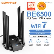 COMFAST WiFi 7 BE6500 USB-Adapter 2,4G/5,8G/6G USB 3.0 WIFI High Gain 4 Antennen Netzwerkkarte Treiberfrei für PC/Laptop Win10/11