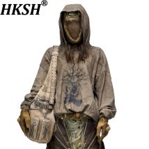HKSH Frühling Herbst Mann Flut Punk Abfall Land Gestickte Gefärbt Hoodies Trendy Techwear Dark Chic Ins Sweatshirt Personsoul HK10297