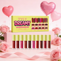 10-Farben-Rot-Lippenstift-Make-up-Set, exquisit, praktisch, feuchtigkeitsspendend, angenehm, tragbares Lipgloss-Set, Valentinstagsgeschenk