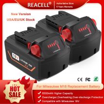 REACELL 18V 6.5/5.5Ah For Milwaukee M18 Replacement Battery Rechargeable Milwaukee Lithium Battery 48-11-1860 48-11-1850