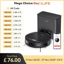 Ilife V9Pro Robot Vacuum, Self-Emptying, 3000Pa Strong Suction, Gyro Navigation, Schedule, App/Alexa Control, for Pet Hair