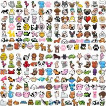 50PCS Tier Schuh Charms Set Nette Katzen Hunde Kühe Enten Schuh Zubehör Kid Favor Schuh Dekoration Mode Frauen Männer sandale Dekor