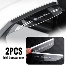 2Pcs PVC Auto Rückspiegel Regen Wasser Regendicht Augenbraue Abdeckung Seite Schild Für Alfa Romeo Stelvio Giulia Disco Giulietta Mito