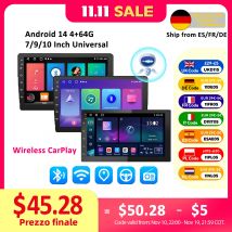 ESSGOO 2 Din Android Autoradio Carplay 7 9 10 pollici Lettore video multimediale per auto Radio stereo GPS per Tesla Style Nissan Hyundai