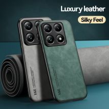 EUCAGR Luxus Leder Magnetische Stoßfest Zurück Fall Für Xiaomi 14T 14TPro Mit Metall Platte Telefon Shell Für Xiaomi14T Pro