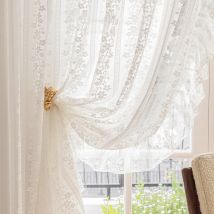 Weiße Punkte romantische Rüschen Rand Voile Vorhänge für Mädchen Zimmer Französisch Vintage Spitze Licht Filter Mesh Tüll Fenster Schlafzimmer drapieren