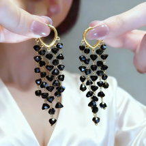 Trendy Crystal Tassel Drop Earrings for Women Temperament Irregular Long Dangle Earring Girls Party Daily Wedding Jewelry Gift