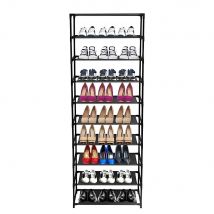 10 Tier Stackable Shoe Rack Storage Shelves Without dust cover- Stainless Steel Frame Holds 50 Pairs Of Shoes