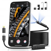 [8mm Single-Lens] Endoscope Camera with Adjustable Light,1920P , Semi-Rigid Cable Snake Borescope for iPhone, iPad, Samsung