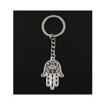 New Fashion Keychain 36x25mm Death Eye Hamsa Palm Fatima Hand Pendants DIY Men Jewelry Car Key Chain Ring Holder Souvenir Gift